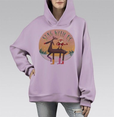 Пой лучше нас, Hoodie Mono Fiolet, оверсайз, утепленная