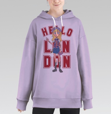 Привет, Лондон, Hoodie Long Oversize Fiolet