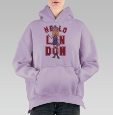 Привет, Лондон, Hoodie Oversize Fiolet, утепленная