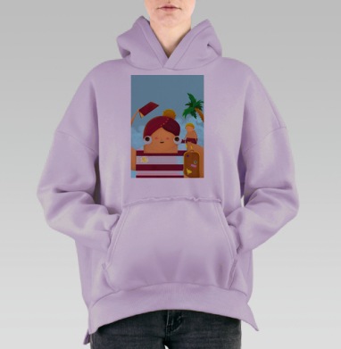 Прогулка на пляж, Hoodie Oversize Fiolet, утепленная