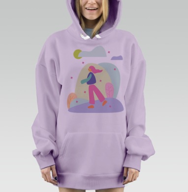 Прогулка зимой, Hoodie Mjhigh Dig Mel, Fiolet, утепленная