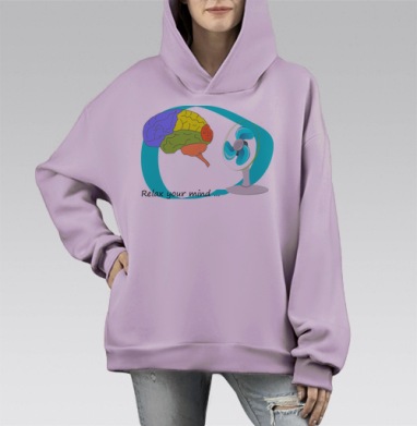 Проветри мозги!, Hoodie Mono Fiolet, оверсайз, утепленная