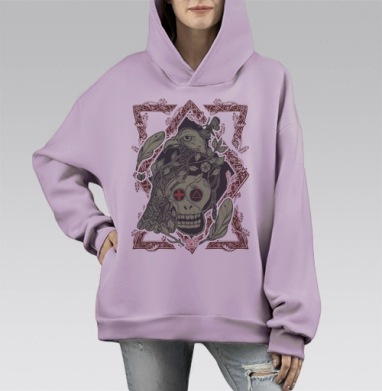 Птица бессмертия ф, Hoodie Mono Fiolet, оверсайз, утепленная