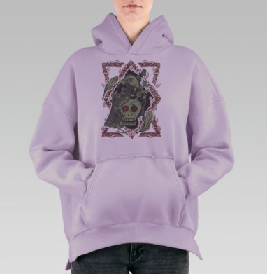 Птица бессмертия ф, Hoodie Oversize Fiolet, утепленная