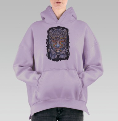 Птица во сне, Hoodie Oversize Fiolet, утепленная