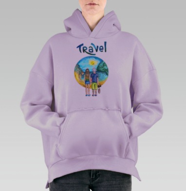 Путешествуйте вдвоем, Hoodie Oversize Fiolet, утепленная