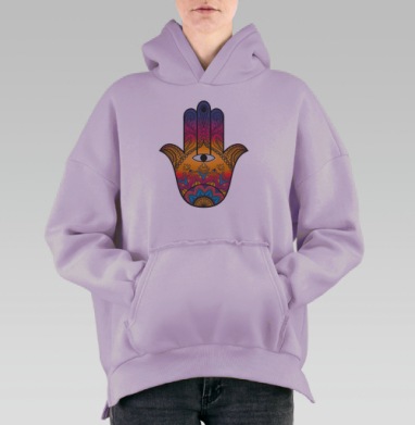 Радужная хамса, Hoodie Oversize Fiolet, утепленная