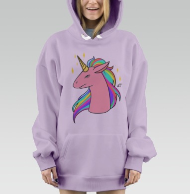 Радужный единорог, Hoodie Mjhigh Dig Mel, Fiolet, утепленная