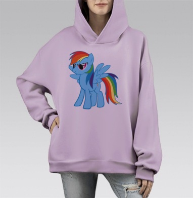 Радугу Дэш, Hoodie Mono Fiolet, оверсайз, утепленная