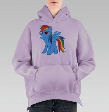 Радугу Дэш, Hoodie Oversize Fiolet, утепленная