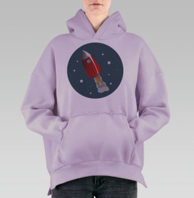 Ракета в космосе, Hoodie Oversize Fiolet, утепленная