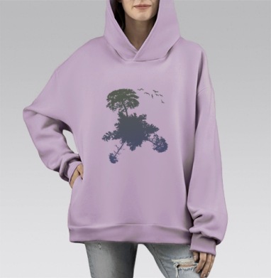 Растительный мир, Hoodie Mono Fiolet, оверсайз, утепленная