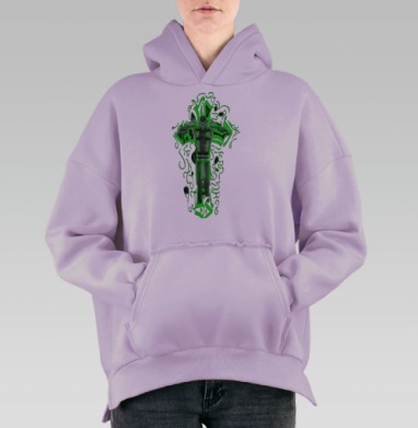 Рептайл каллиграфи, Hoodie Oversize Fiolet, утепленная
