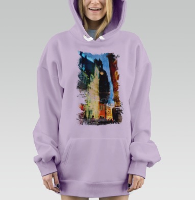 Рига, ночной город, Hoodie Mjhigh Dig Mel, Fiolet, утепленная