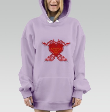 Роскошное барочное сердце с золотыми орнаментами, Hoodie Mjhigh Dig Mel, Fiolet, утепленная
