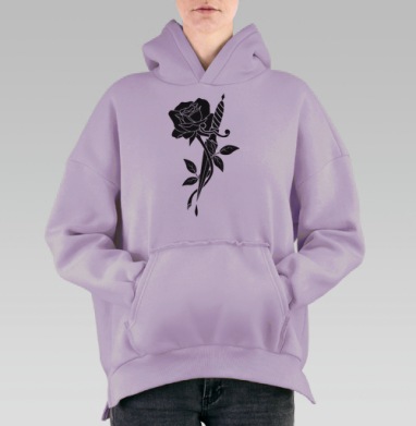 Роза с кинжалом, Hoodie Oversize Fiolet, утепленная