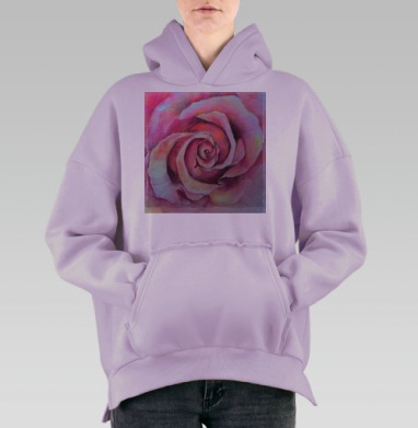 Розовая роза, Hoodie Oversize Fiolet, утепленная