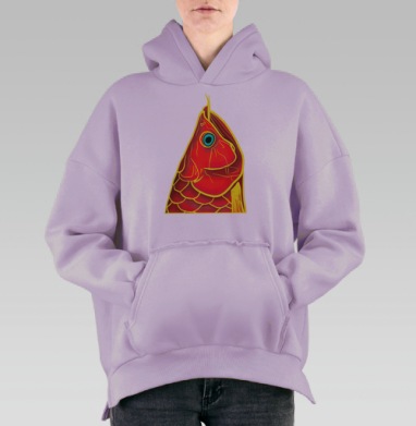 Розовая сакана, Hoodie Oversize Fiolet, утепленная