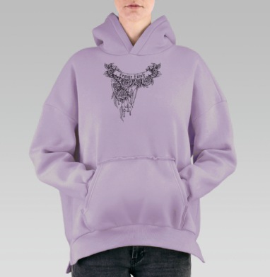 Розы с цепочками и баннером Extreme Fatal, Hoodie Oversize Fiolet, утепленная