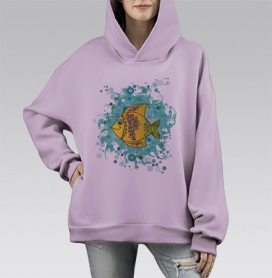 Рыбка, Hoodie Mono Fiolet, оверсайз, утепленная