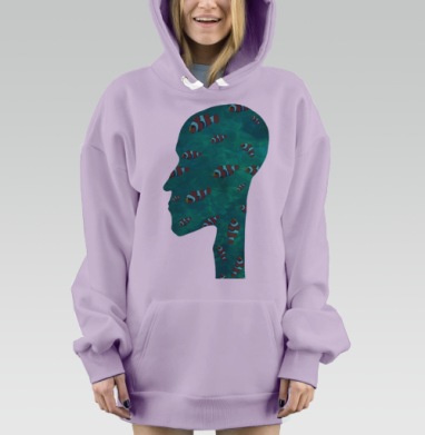 Рыбки в голове, Hoodie Mjhigh Dig Mel, Fiolet, утепленная