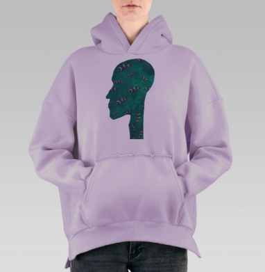 Рыбки в голове, Hoodie Oversize Fiolet, утепленная