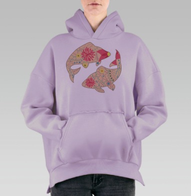 Рыбы, Hoodie Oversize Fiolet, утепленная