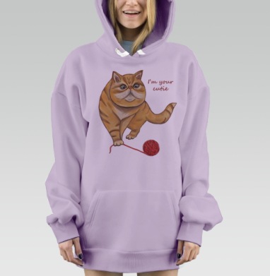 Рыжий кот, Hoodie Mjhigh Dig Mel, Fiolet, утепленная
