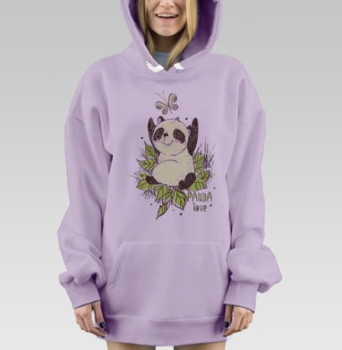 Счастье , Лето ,Панда, Hoodie Mjhigh Dig Mel, Fiolet, утепленная
