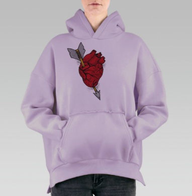 Сердце и стрела, Hoodie Oversize Fiolet, утепленная
