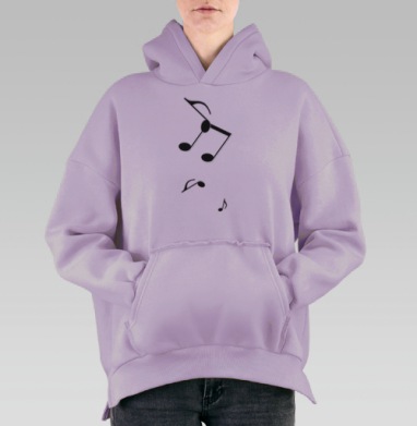 Sheet music / Нотная тетрадь, Hoodie Oversize Fiolet, утепленная