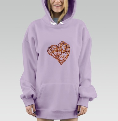 Шоколадное сердце, Hoodie Mjhigh Dig Mel, Fiolet, утепленная