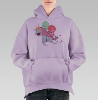 Симпатичный единорог, Hoodie Oversize Fiolet, утепленная