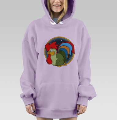 Символ года веселый петух, Hoodie Mjhigh Dig Mel, Fiolet, утепленная