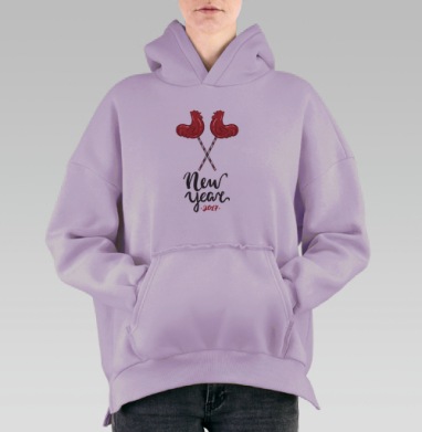 Символ нового года, Hoodie Oversize Fiolet, утепленная