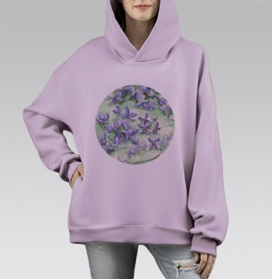 Сирень, Hoodie Mono Fiolet, оверсайз, утепленная