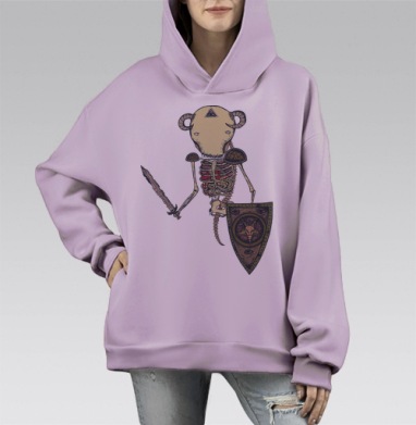 Скелет Стражник, Hoodie Mono Fiolet, оверсайз, утепленная