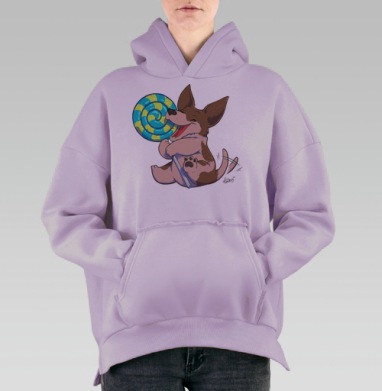 СЛАДКИЕ СОБАЧКИ - леденец, Hoodie Oversize Fiolet, утепленная