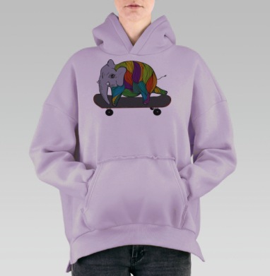 Слоно скейт, Hoodie Oversize Fiolet, утепленная