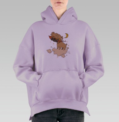 Собачка в маске, Hoodie Oversize Fiolet, утепленная