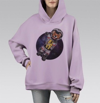 Собака-космобака, Hoodie Mono Fiolet, оверсайз, утепленная