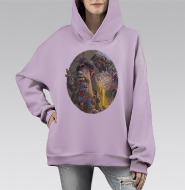 Собиратель душ, Hoodie Mono Fiolet, оверсайз, утепленная