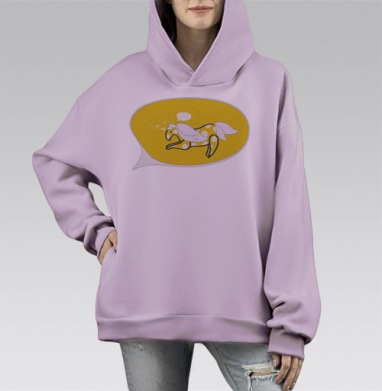 Солнечная лошадка, Hoodie Mono Fiolet, оверсайз, утепленная