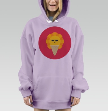 Солнечное мороженое с улыбкой и очками, Hoodie Mjhigh Dig Mel, Fiolet, утепленная