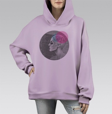Сопротивление материалов, Hoodie Mono Fiolet, оверсайз, утепленная