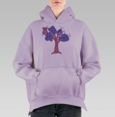 Сова и Дерево, Hoodie Oversize Fiolet, утепленная