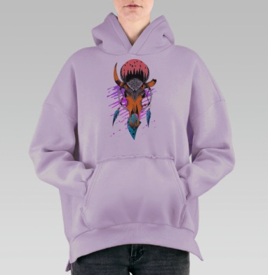 Сова ловецснов череп, Hoodie Oversize Fiolet, утепленная