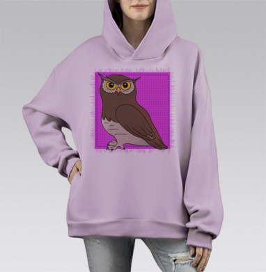 Совушка, Hoodie Mono Fiolet, оверсайз, утепленная