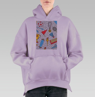 Спортивный паттерн, Hoodie Oversize Fiolet, утепленная