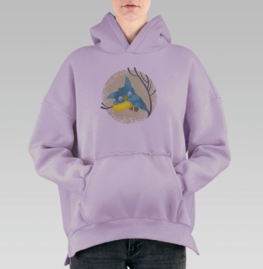 Спящая сова, Hoodie Oversize Fiolet, утепленная